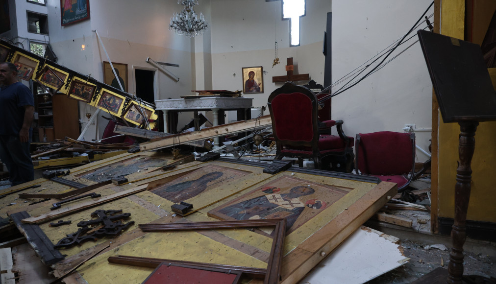 Dommages sur les lieux d'un attentat-suicide à la bombe à l'église Mar Elias dans la banlieue de Damas, Syrie, 22 juin 2025. Dommages sur les lieux d'un attentat-suicide à la bombe à l'église Mar Elias dans la banlieue de Damas, Syrie, 22 juin 2025. / Keystone